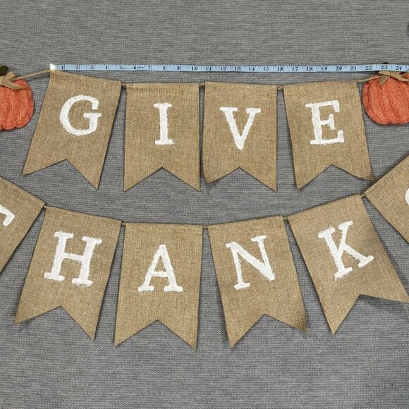Rustic Give Thanks Burlap Banner Thanksgiving Seasonal Decor Mantel Hobby Lobby - Picture 4 of 11